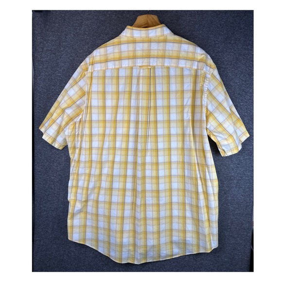 Cabelas 2XLT Tall Yellow Plaid Short Sleeve Button Up Shirt Sanded Poplin NWT - Picture 5 of 11